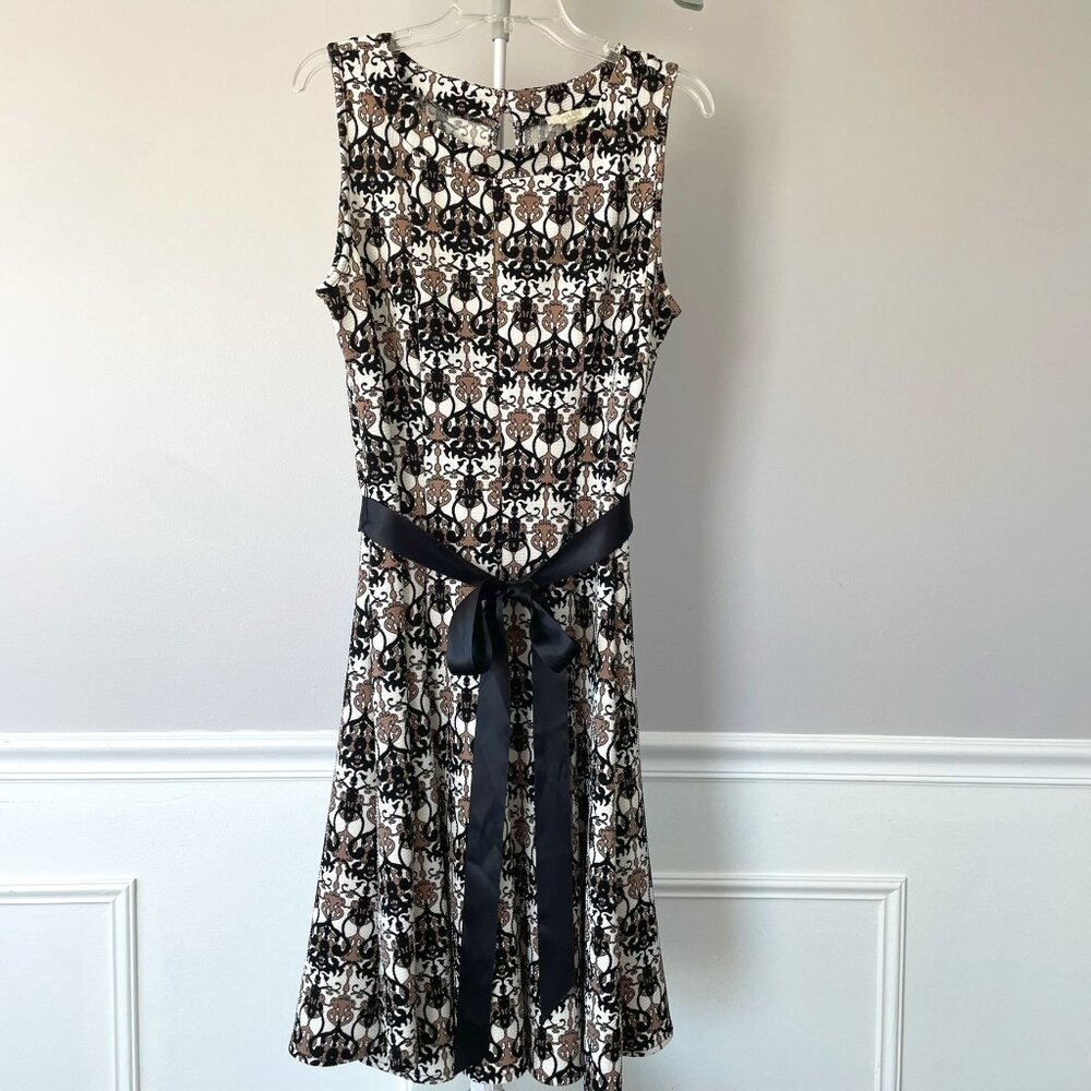 Haani Black and Tan Floral Midi Dress